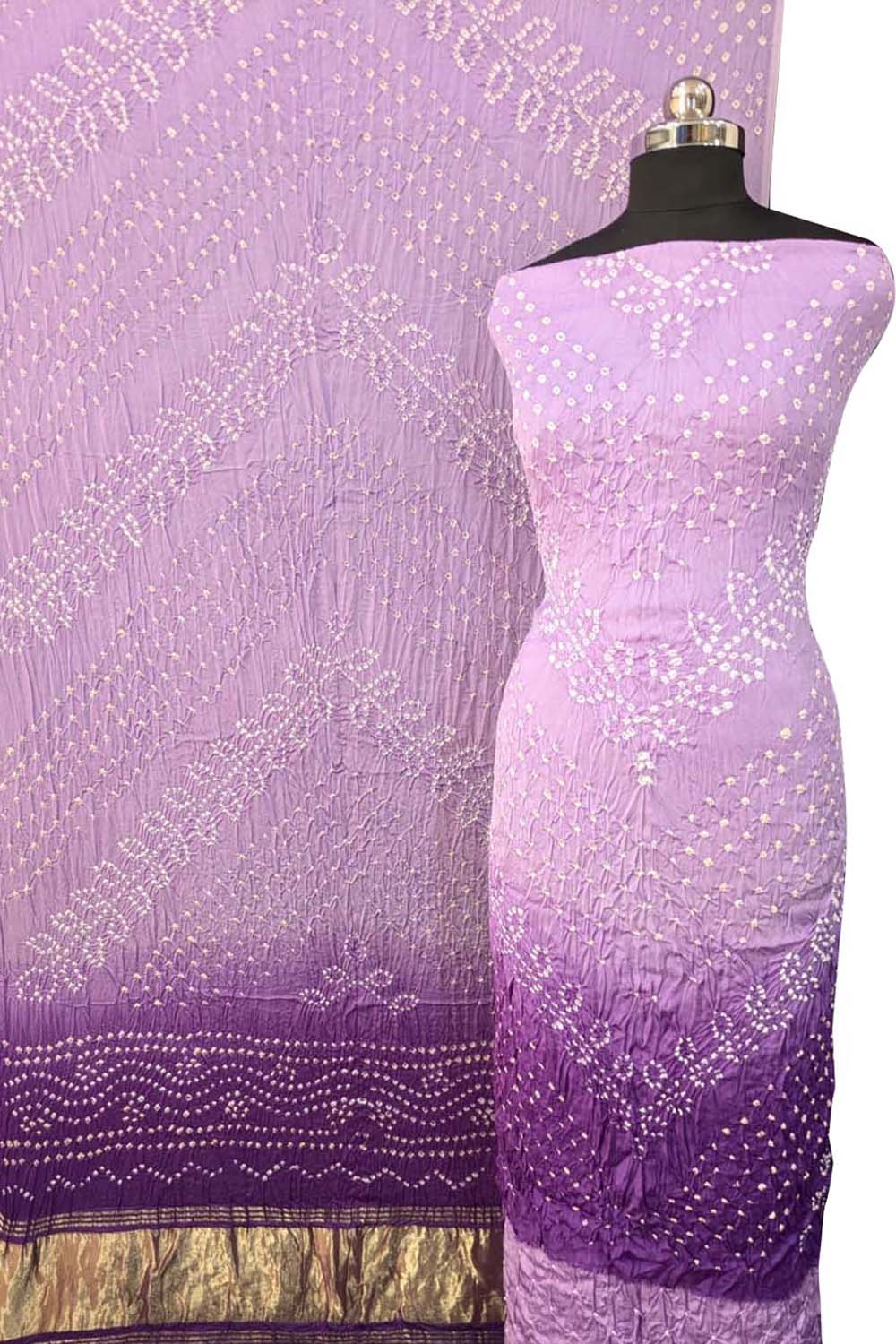 Stunning Purple Bandhani Modal Silk Suit Set - Luxurion World