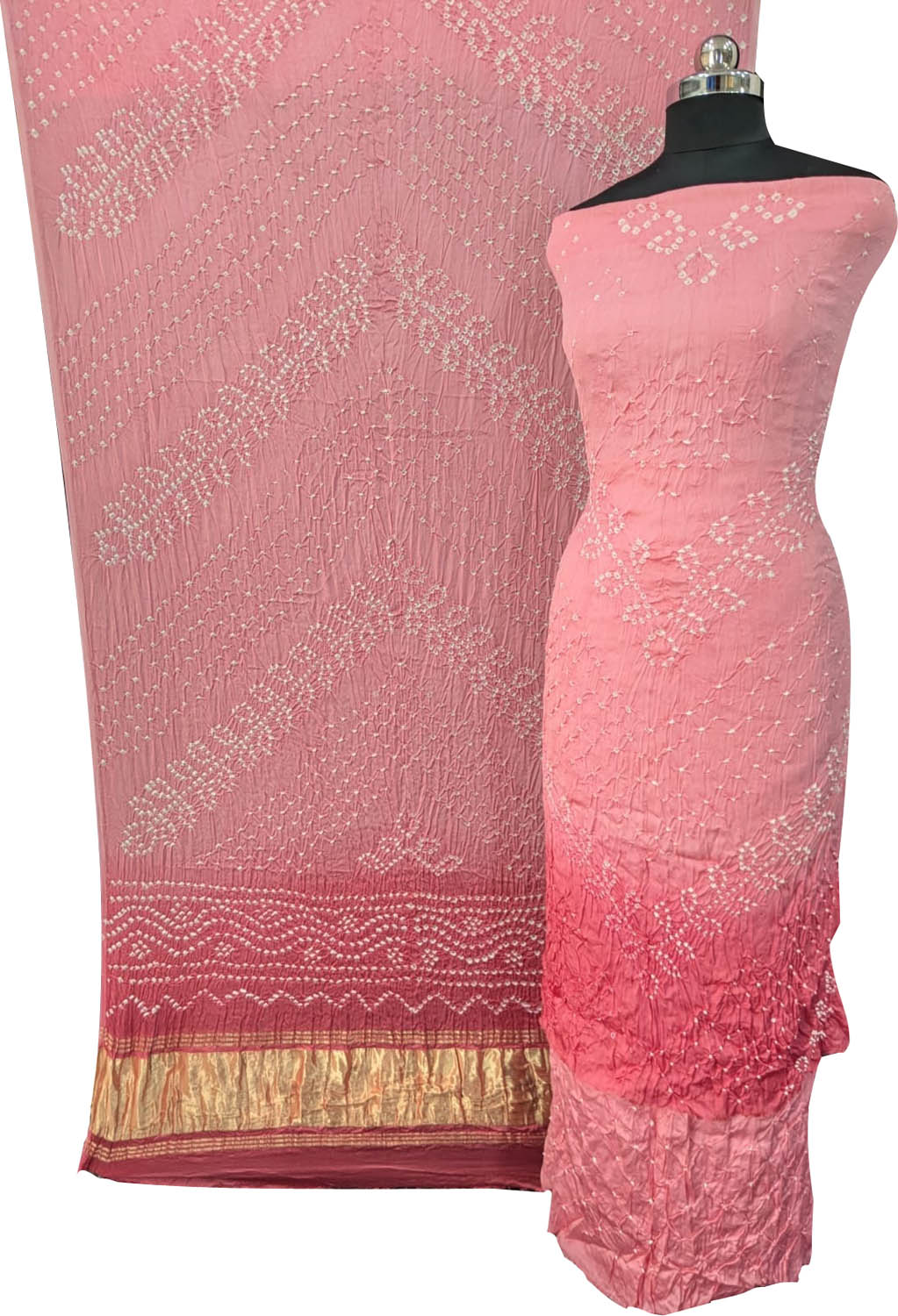 Pretty in Pink: Bandhani Modal Silk Suit Set - Luxurion World
