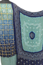 Blue Pure Gajji Silk Bandhani Three Piece Unstitched Suit Set - Luxurion World