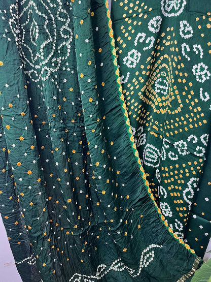 Green Bandhani Modal Silk Three Piece Suit Set - Luxurion World
