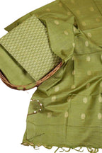 Stylish Green Bhagalpur Cotton Silk Suit Set - Unstitched - Luxurion World