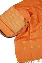 Stylish Orange Bhagalpur Cotton Silk Suit Set - Unstitched 3-Piece - Luxurion World
