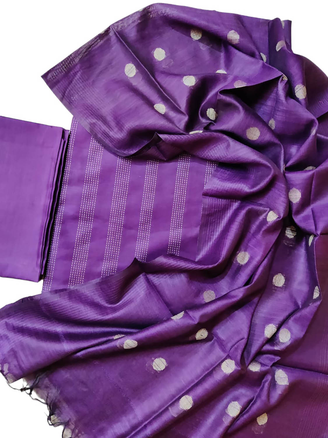 Stylish Purple Bhagalpur Cotton Silk Suit Set - Unstitched