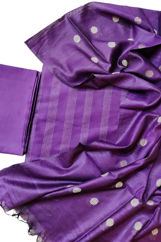 Stylish Purple Bhagalpur Cotton Silk Suit Set - Unstitched