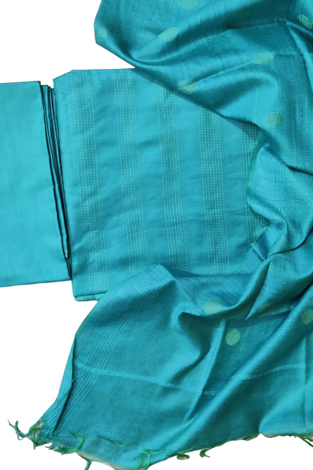 Stylish Blue Bhagalpur Cotton Silk Suit Set - Unstitched 3-Piece - Luxurion World