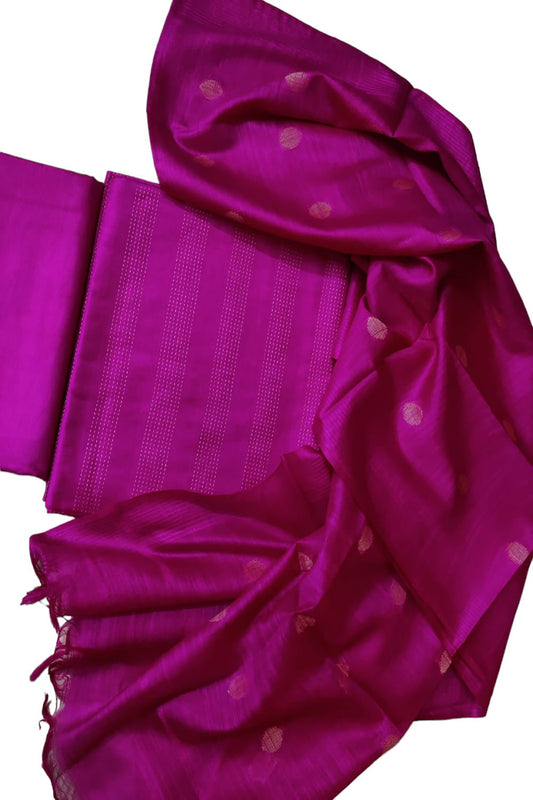 Stylish Pink Bhagalpur Cotton Silk Suit Set - Unstitched