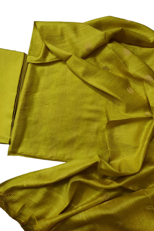 Stylish Green Bhagalpur Cotton Silk Suit Set - Unstitched - Luxurion World