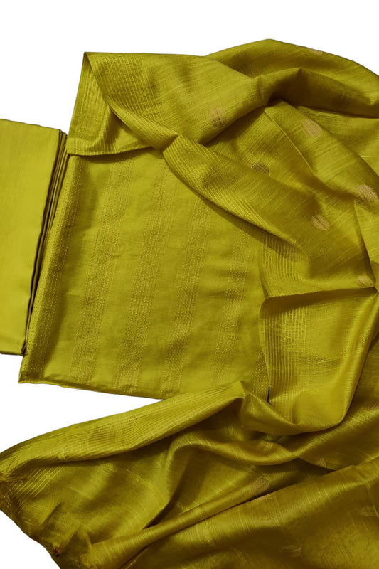 Stylish Green Bhagalpur Cotton Silk Suit Set - Unstitched - Luxurion World