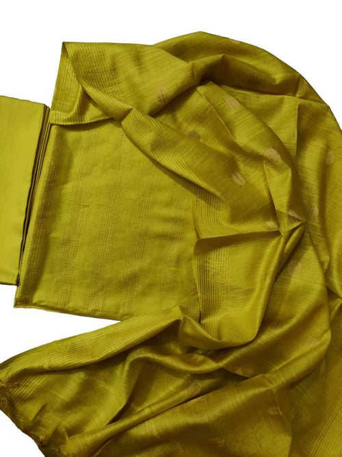 Stylish Green Bhagalpur Cotton Silk Suit Set - Unstitched - Luxurion World