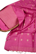 Pink Bhagalpur Cotton Silk Suit Set: Unstitched Three-Piece Elegance - Luxurion World