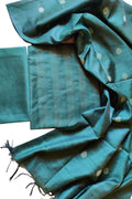 Stylish Blue Bhagalpur Cotton Silk Suit Set - Unstitched 3-Piece - Luxurion World