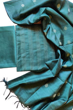 Stylish Blue Bhagalpur Cotton Silk Suit Set - Unstitched 3-Piece - Luxurion World