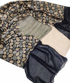 Black Bhagalpur Tussar Gicha Suit With Digital Printed Dupatta Three Piece Set - Luxurion World