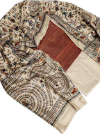 Pastel Bhagalpur Tussar Gicha Suit With Digital Printed Dupatta Three Piece Set - Luxurion World