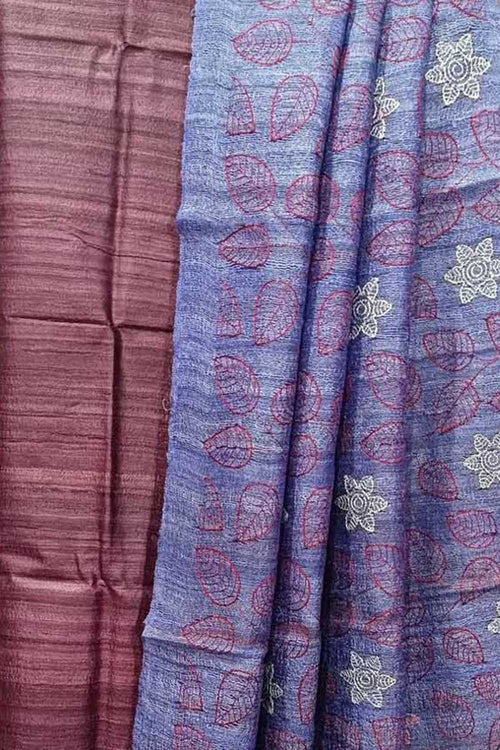 Elegant Pink Bhagalpur Pure Tussar Ghicha Silk Suit With Embroidery Work - Luxurion World