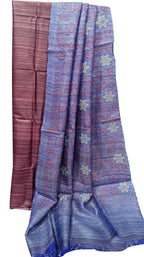 Elegant Pink Bhagalpur Pure Tussar Ghicha Silk Suit With Embroidery Work - Luxurion World