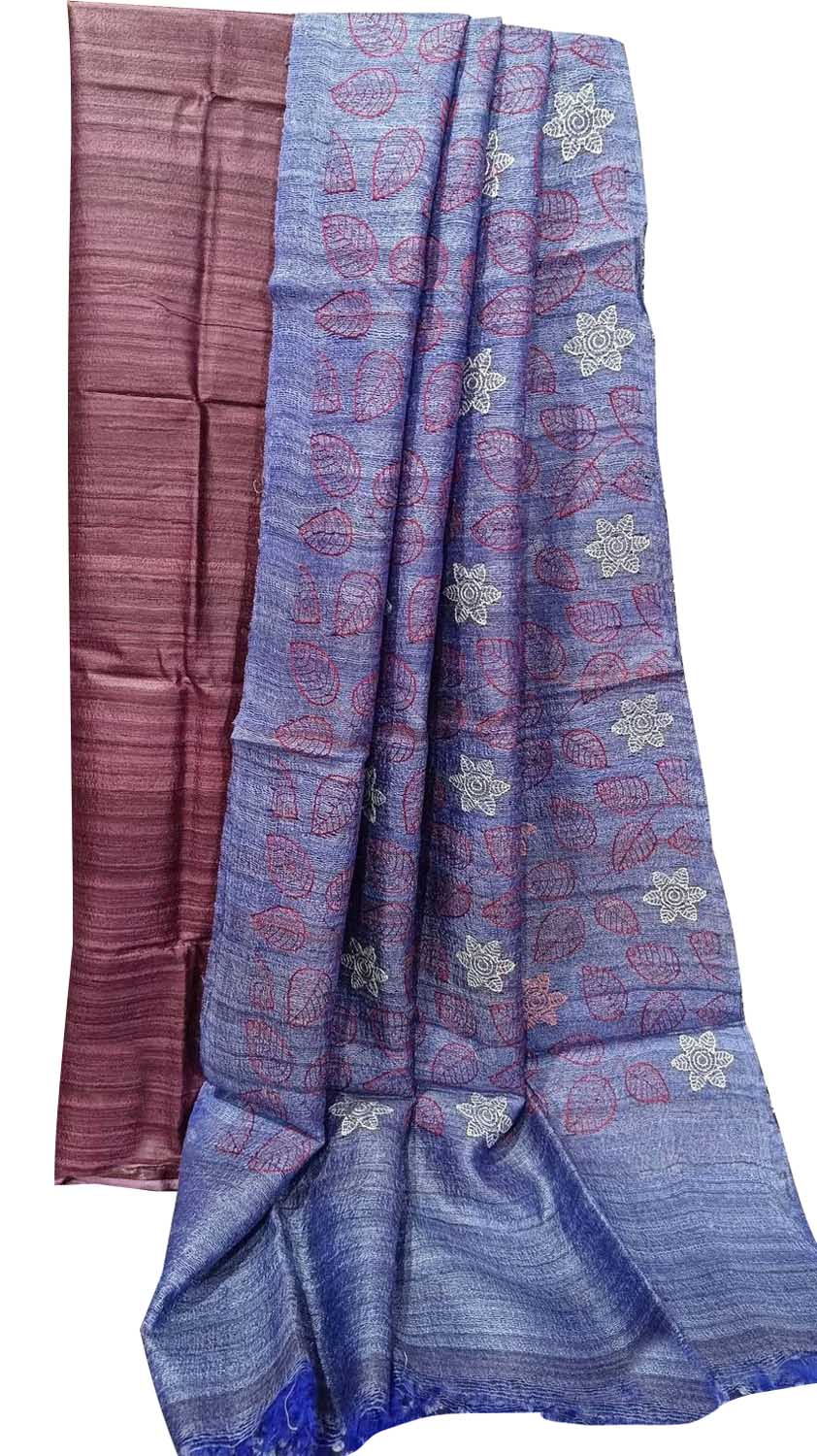 Elegant Pink Bhagalpur Pure Tussar Ghicha Silk Suit With Embroidery Work - Luxurion World