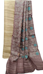 Elegant Pastel Bhagalpur Pure Tussar Ghicha Silk Suit With Embroidery Work - Luxurion World