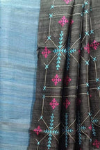 Elegant Blue Bhagalpur Pure Tussar Ghicha Silk Suit With Embroidery Work - Luxurion World