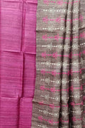 Exquisite Pink Bhagalpur Pure Tussar Ghicha Silk Suit With Embroidery Work - Luxurion World