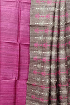 Exquisite Pink Bhagalpur Pure Tussar Ghicha Silk Suit With Embroidery Work - Luxurion World