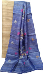Elegant Pastel Bhagalpur Pure Tussar Ghicha Silk Suit With Embroidery Work - Luxurion World