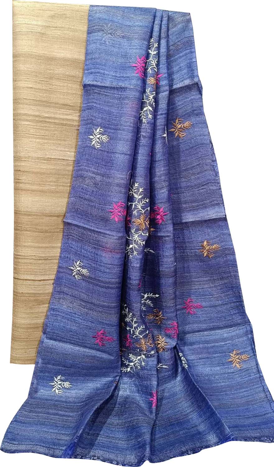 Elegant Pastel Bhagalpur Pure Tussar Ghicha Silk Suit With Embroidery Work - Luxurion World