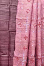 Elegant Pink Bhagalpur Pure Tussar Ghicha Silk Suit With Embroidery Work - Luxurion World