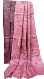 Elegant Pink Bhagalpur Pure Tussar Ghicha Silk Suit With Embroidery Work - Luxurion World