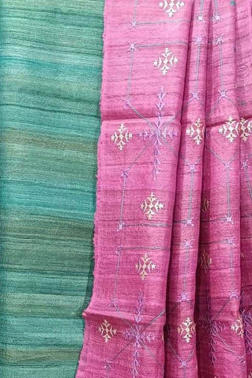Elegant Blue Bhagalpur Pure Tussar Ghicha Silk Suit With Embroidery Work - Luxurion World