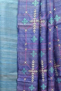 Elegant Blue Bhagalpur Pure Tussar Ghicha Silk Suit With Embroidery Work - Luxurion World