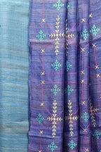 Elegant Blue Bhagalpur Pure Tussar Ghicha Silk Suit With Embroidery Work - Luxurion World