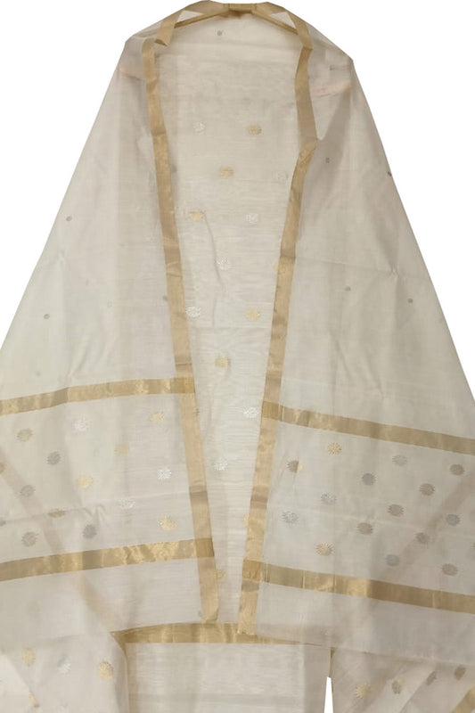 Chic Off White Chanderi Handloom Suit Set - Luxurion World