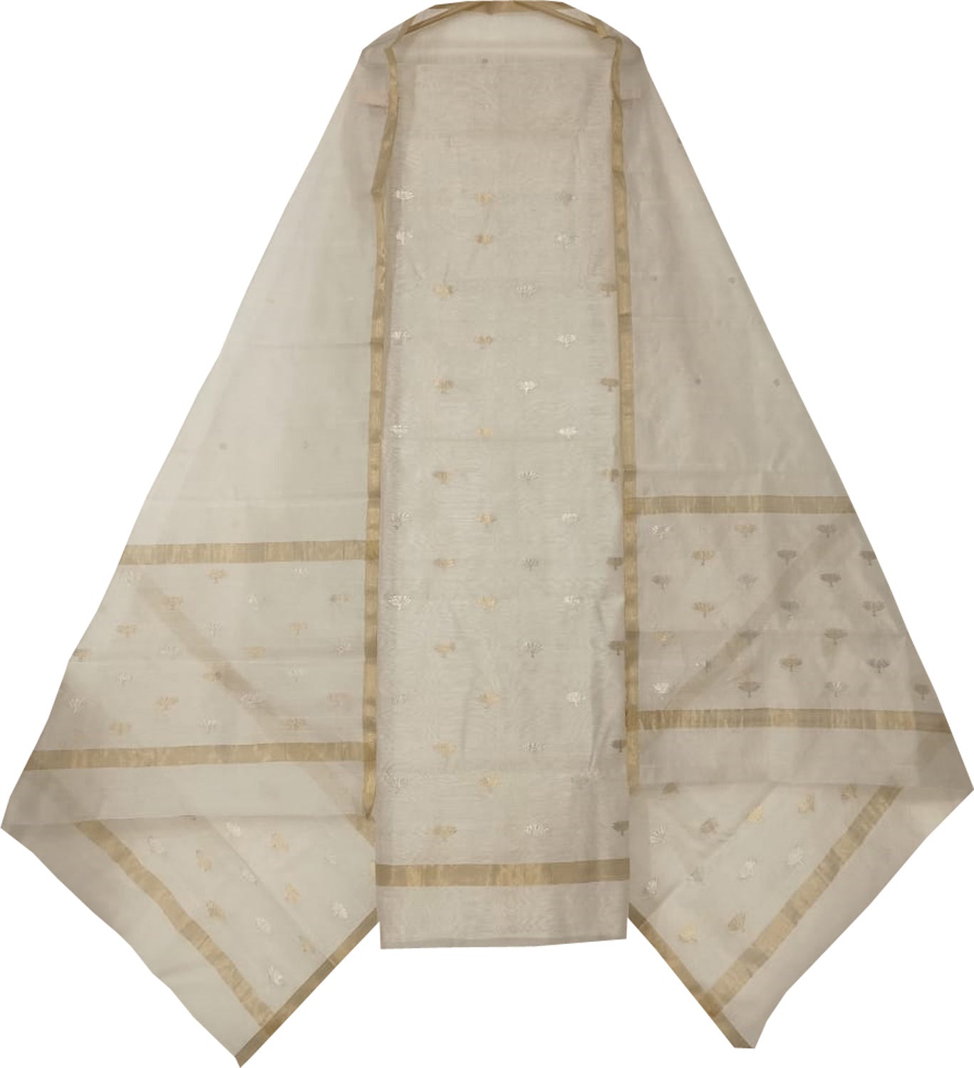 Chic Off White Chanderi Handloom Suit Set - Luxurion World