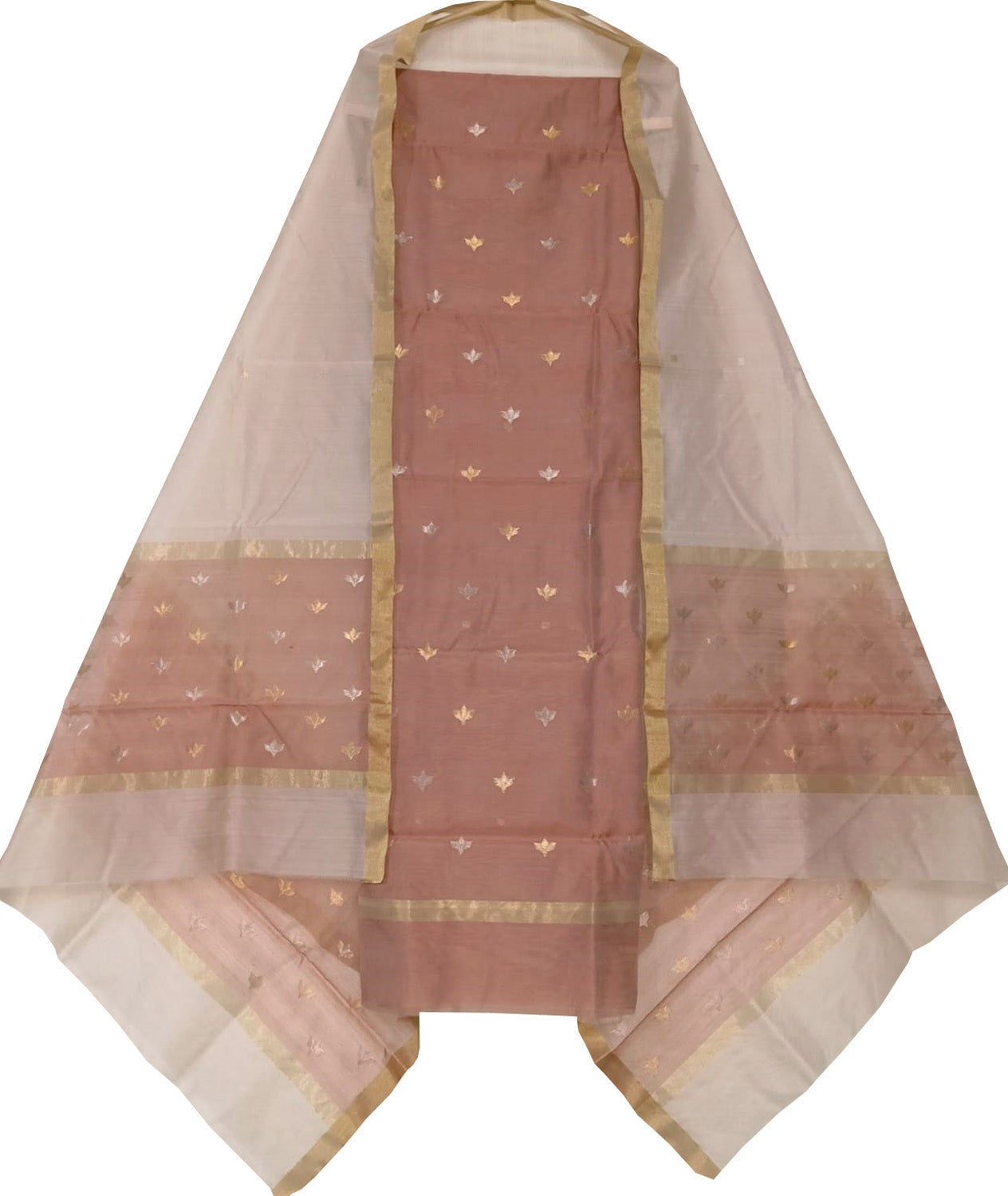 Pastel Pink Chanderi Handloom Silk Suit Set - Luxurion World