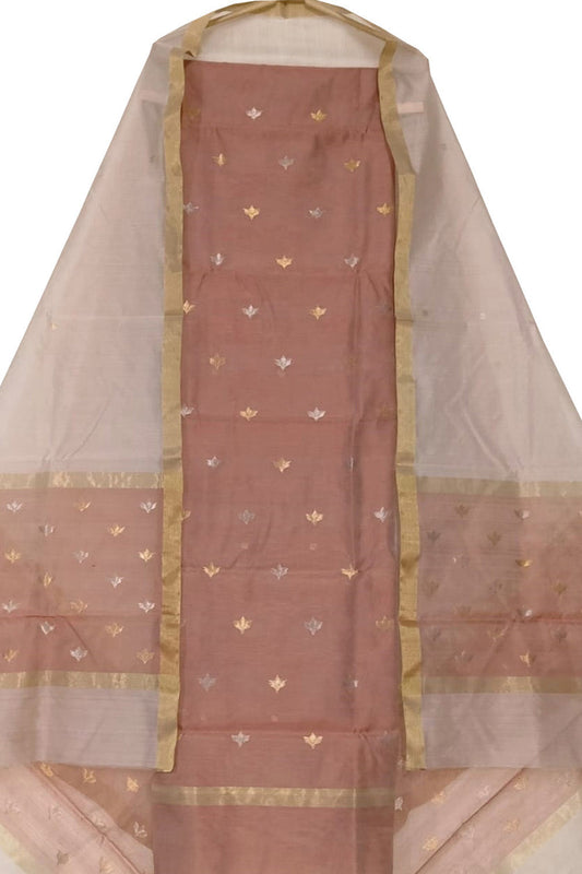 Pastel Pink Chanderi Handloom Silk Suit Set
