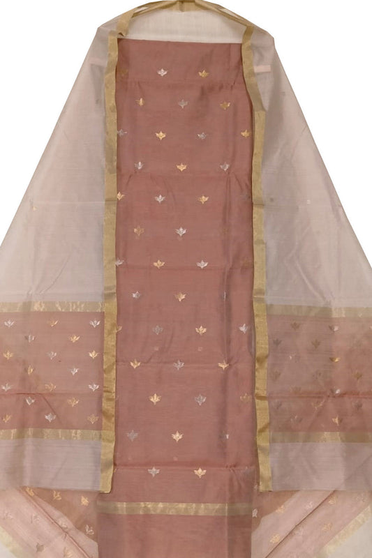 Pastel Pink Chanderi Handloom Silk Suit Set - Luxurion World