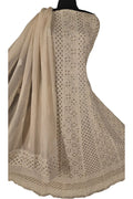 Dyeable Hand Embroidered Chikankari Pure Georgette Anarkali Unstitched Suit Set With Mukaish Work - Luxurion World