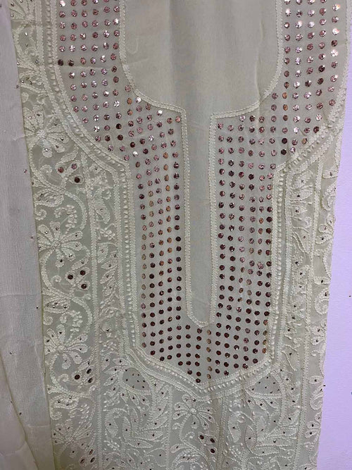 Exquisite Green Chikankari Georgette Suit Set: Hand Embroidered Elegance - Luxurion World