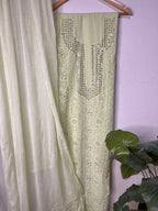 Exquisite Green Chikankari Georgette Suit Set: Hand Embroidered Elegance - Luxurion World