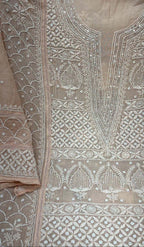 Orange Chikankari Chanderi Silk Suit Set with Beads & Sequins - Luxurion World