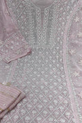 Chic Pink Chikankari Silk Suit Set with Beads & Sequins - Luxurion World
