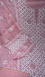 Chic Pink Chikankari Silk Suit with Beads & Sequins - Luxurion World