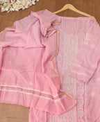 Chic Pink Chikankari Chanderi Silk Suit Set: Embroidered & Unstitched - Luxurion World