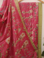 Get Glamorous with Pink Tussar Moonga Suit - Digital Print, 3 Piece Set - Luxurion World