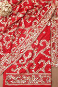 Red Hand Gotta Patti Work Crepe Two Piece Unstitched Suit Set - Luxurion World