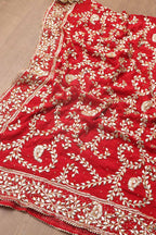 Red Hand Gotta Patti Work Crepe Two Piece Unstitched Suit Set - Luxurion World