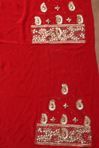 Red Hand Gotta Patti Work Crepe Two Piece Unstitched Suit Set - Luxurion World