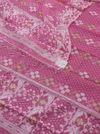 Stylish Pink Jamdani Cotton Silk Suit Set - Unstitched 2-Piece - Luxurion World