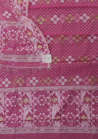 Stylish Pink Jamdani Cotton Silk Suit Set - Unstitched 2-Piece - Luxurion World